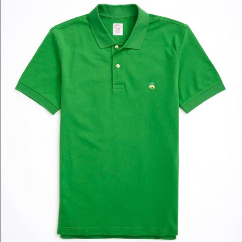 Brooks Brothers - Mens 346 Short Sleeve Pique Polo Shirt in Bright Green